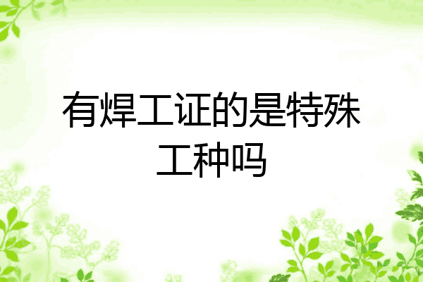 有焊工证的是特殊工种吗