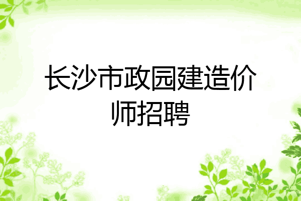 长沙市政园建造价师招聘