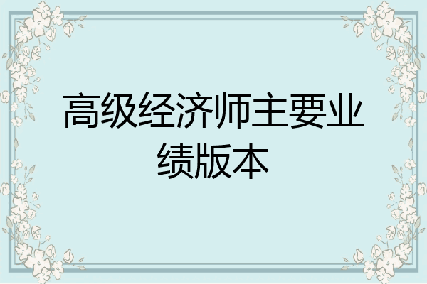 高级经济师主要业绩版本