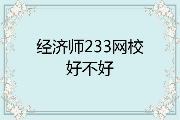 经济师233网校好不好