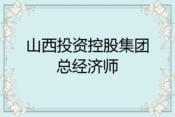 山西投资控股集团总经济师