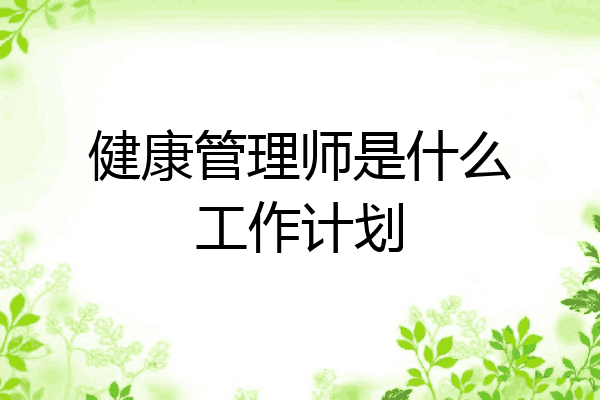 健康管理师是什么工作计划