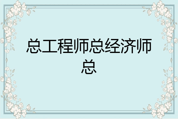 总工程师总经济师总