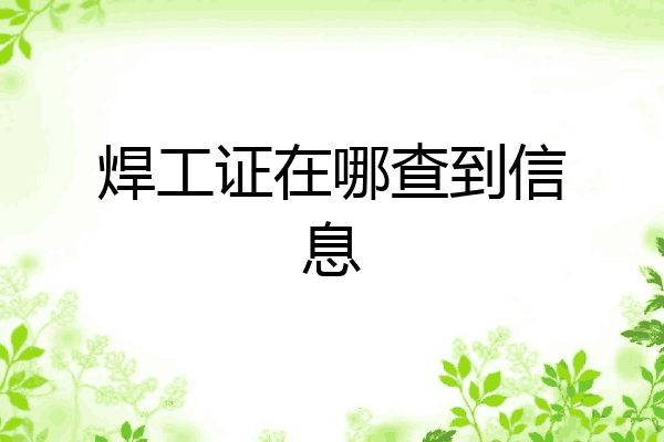 焊工证在哪查到信息