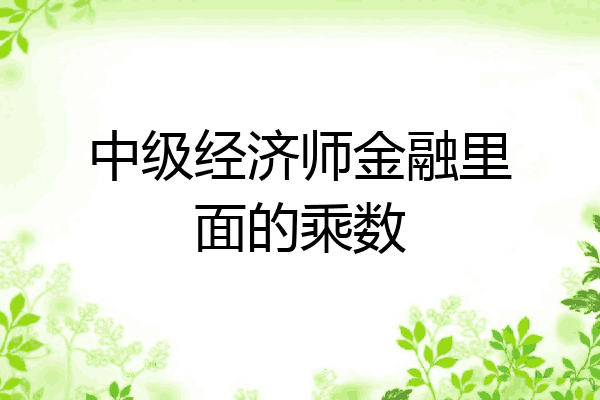 中级经济师金融里面的乘数