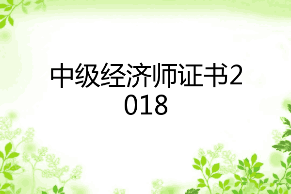 中级经济师证书2018