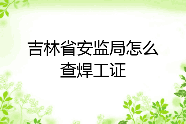 吉林省安监局怎么查焊工证