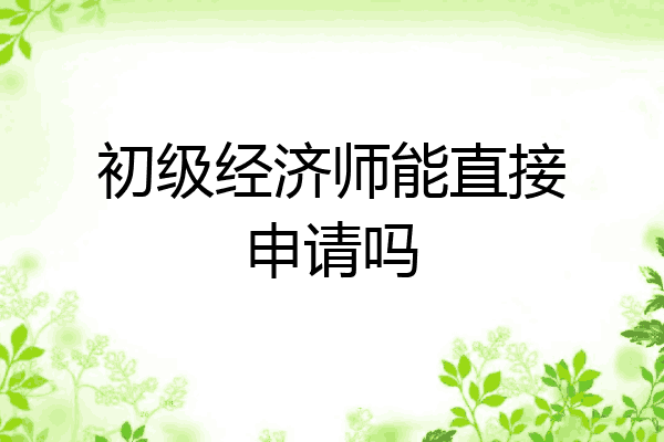 初级经济师能直接申请吗