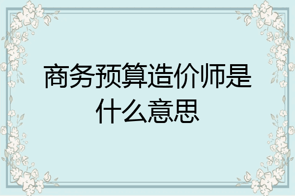 商务预算造价师是什么意思