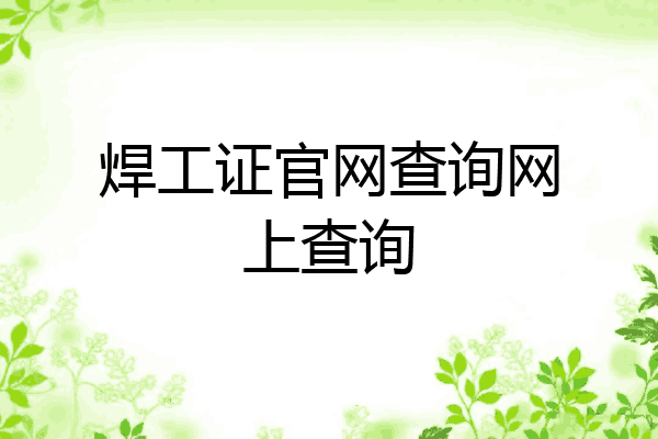 焊工证官网查询网上查询