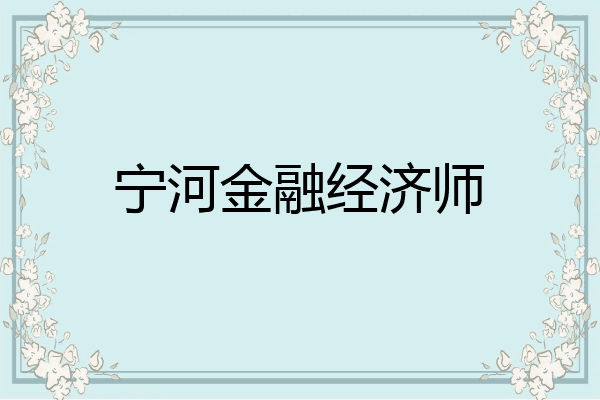 宁河金融经济师