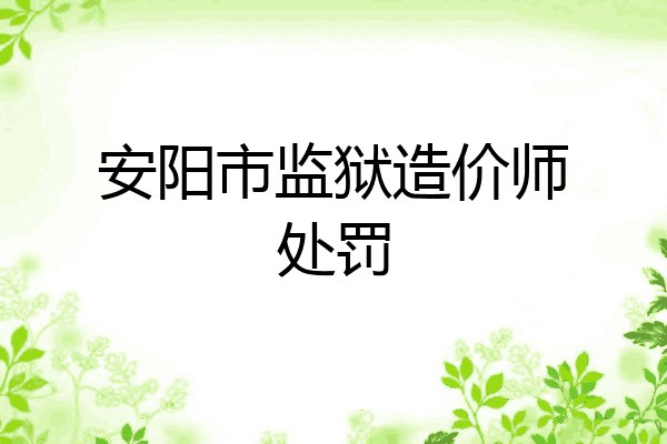 安阳市监狱造价师处罚