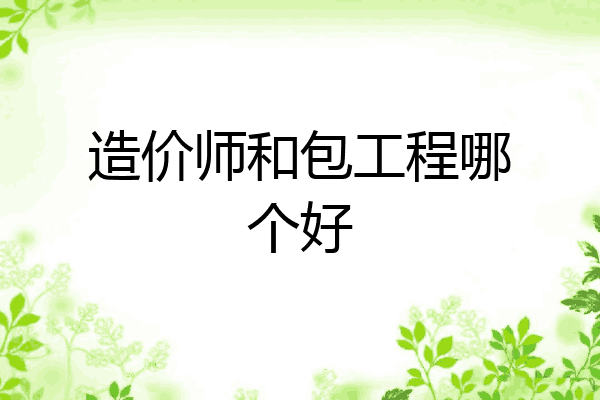 造价师和包工程哪个好
