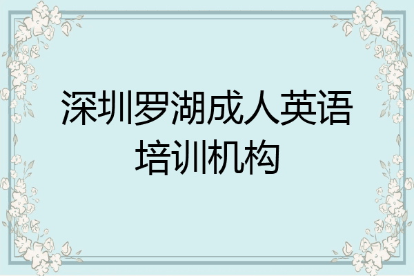 深圳罗湖成人英语培训机构