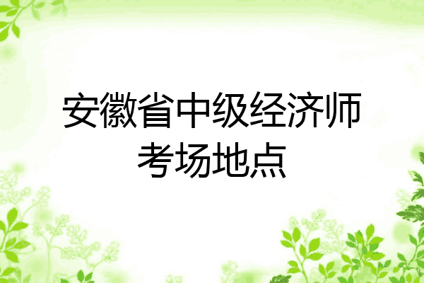 安徽省中级经济师考场地点