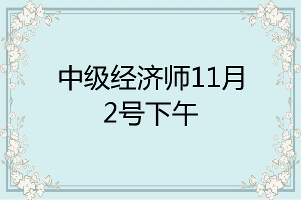 中级经济师11月2号下午
