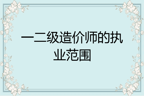 一二级造价师的执业范围