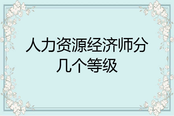 人力资源经济师分几个等级