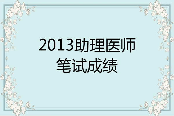 2013助理医师笔试成绩