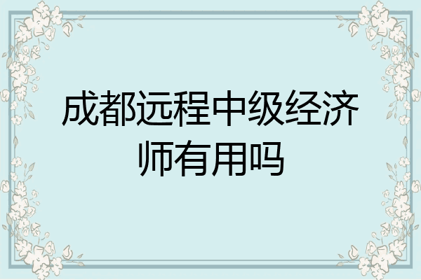 成都远程中级经济师有用吗