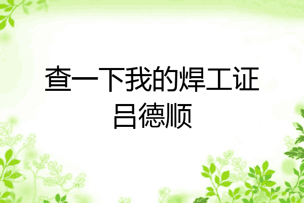 查一下我的焊工证吕德顺