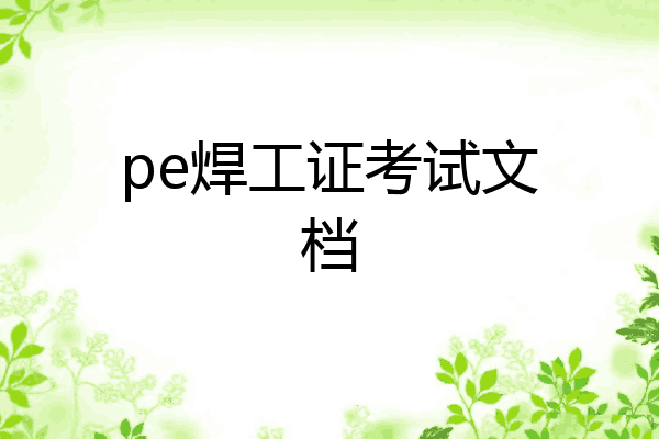 pe焊工证考试文档