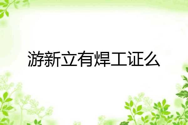 游新立有焊工证么