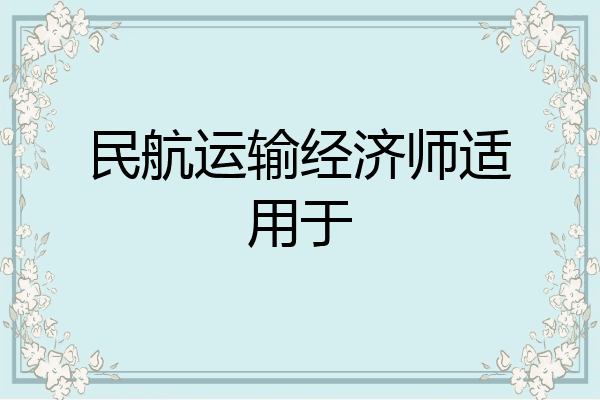 民航运输经济师适用于