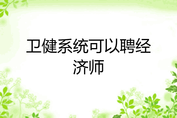 卫健系统可以聘经济师