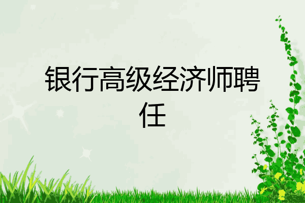银行高级经济师聘任