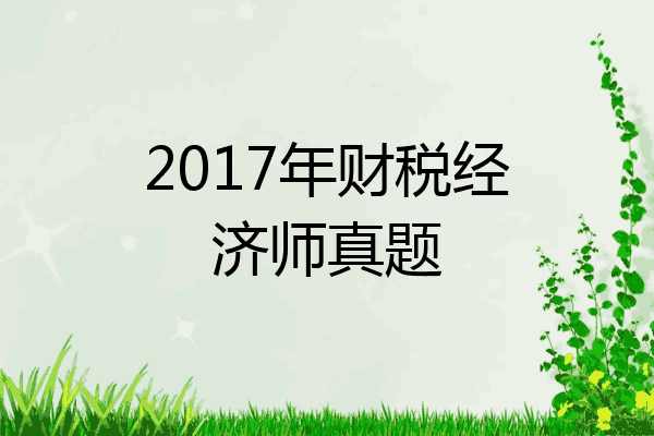 2017年财税经济师真题