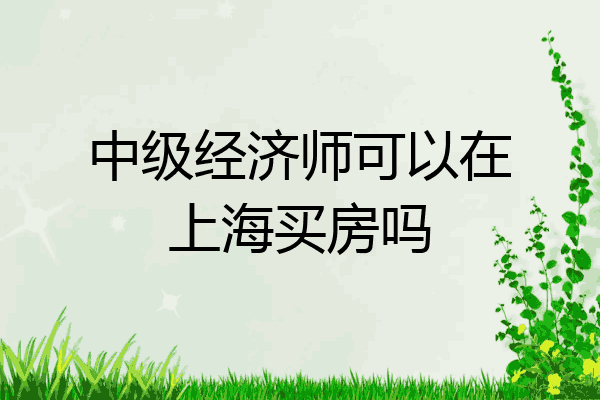 中级经济师可以在上海买房吗
