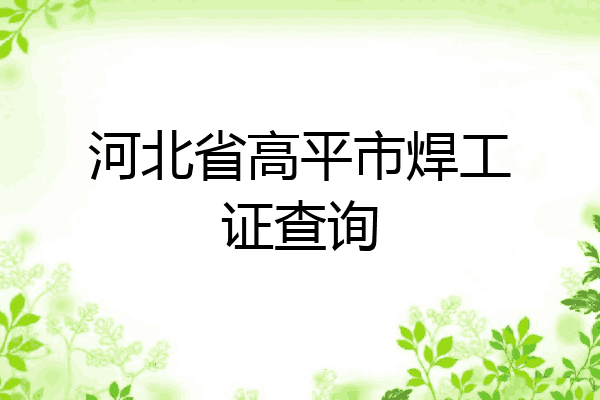 河北省高平市焊工证查询