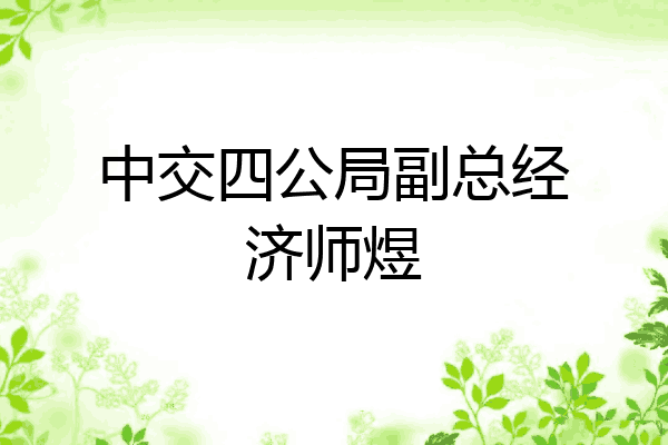 中交四公局副总经济师煜