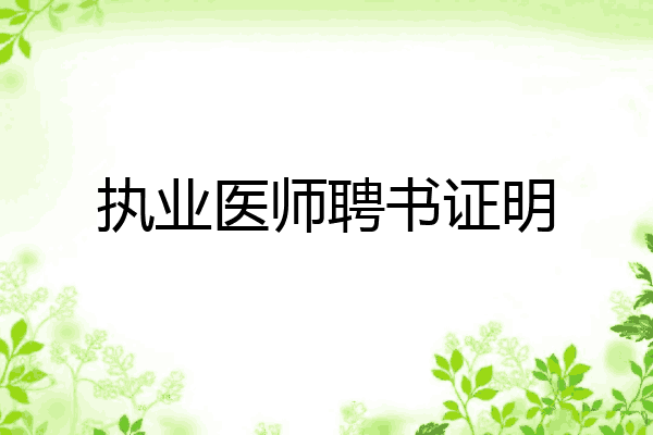 执业医师聘书证明