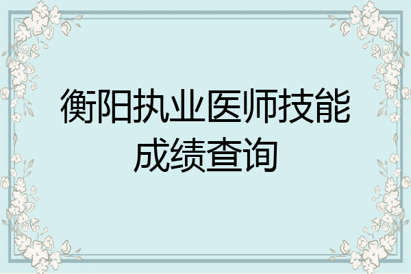 衡阳执业医师技能成绩查询