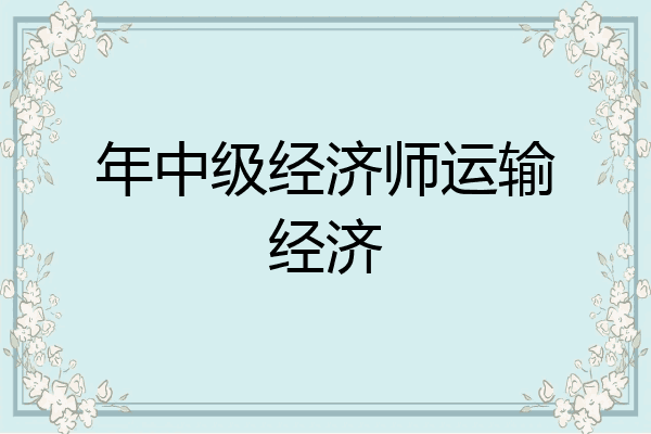 年中级经济师运输经济