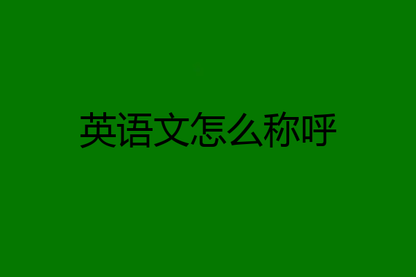 英语文怎么称呼