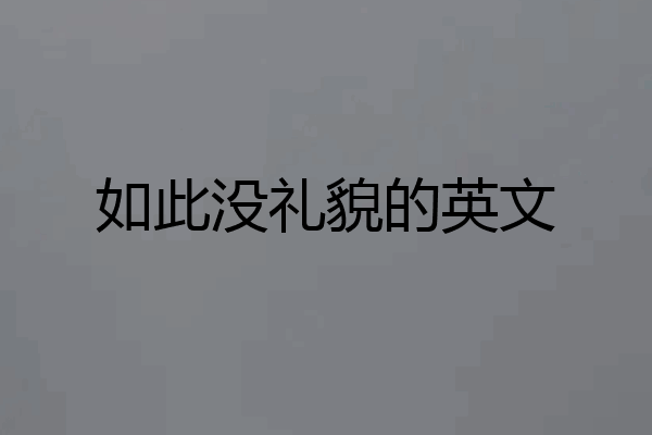 如此没礼貌的英文
