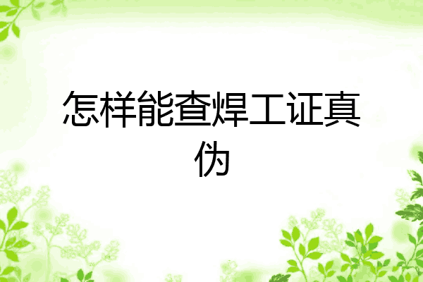 怎样能查焊工证真伪