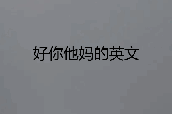 好你他妈的英文
