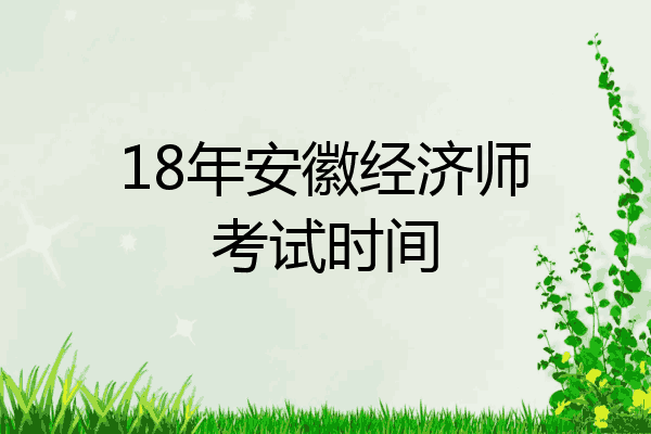 18年安徽经济师考试时间