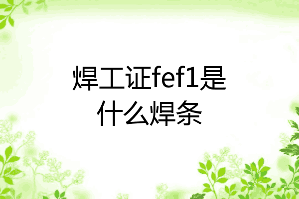 焊工证fef1是什么焊条