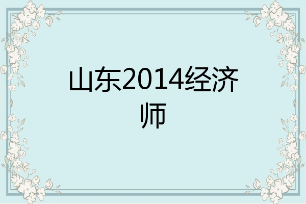 山东2014经济师
