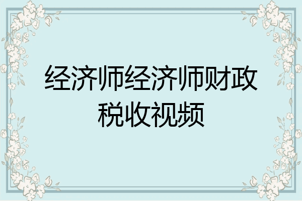 经济师经济师财政税收视频