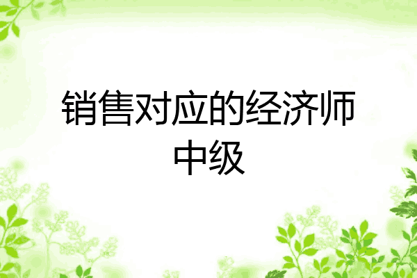 销售对应的经济师中级