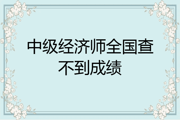 中级经济师全国查不到成绩