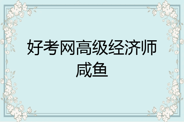 好考网高级经济师咸鱼