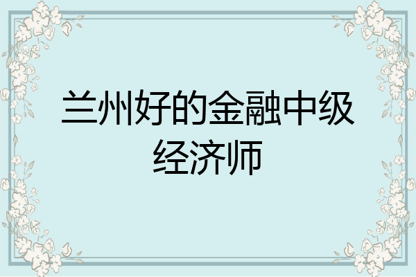 兰州好的金融中级经济师
