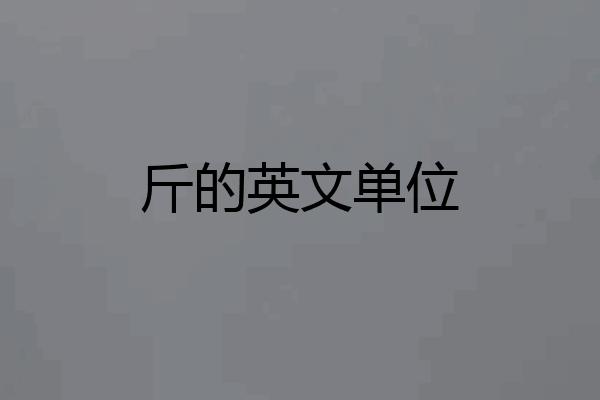斤的英文单位